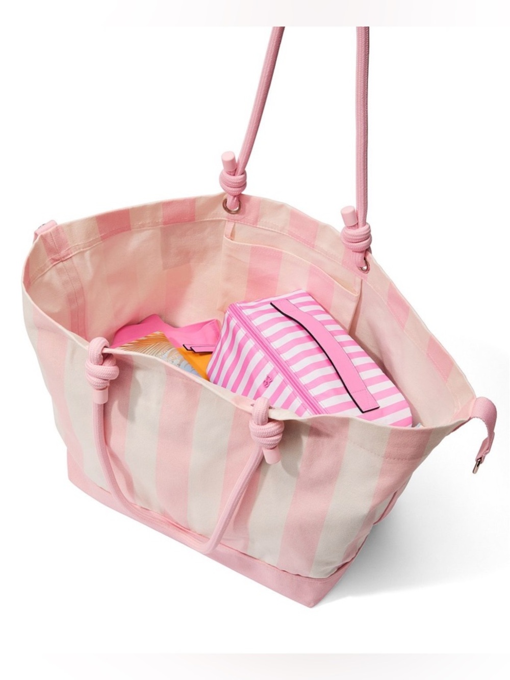 Victoria's Secret Tote Heritage Stripe Rope Handle Bag NWT - Picture 3 of 5